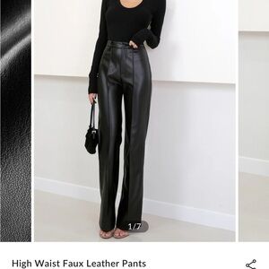 Commense Black Faux Leather Trousers